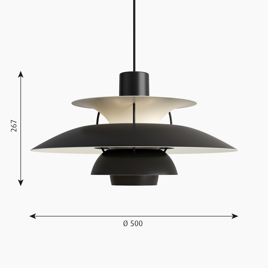 Louis Poulsen PH 5 hanglamp Monochrome Black afmetingen