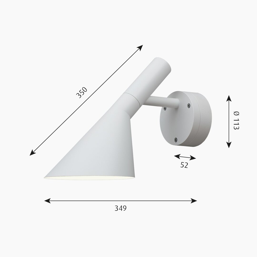 Louis Poulsen AJ 50 wit wandlamp / buitenlamp afmetingen