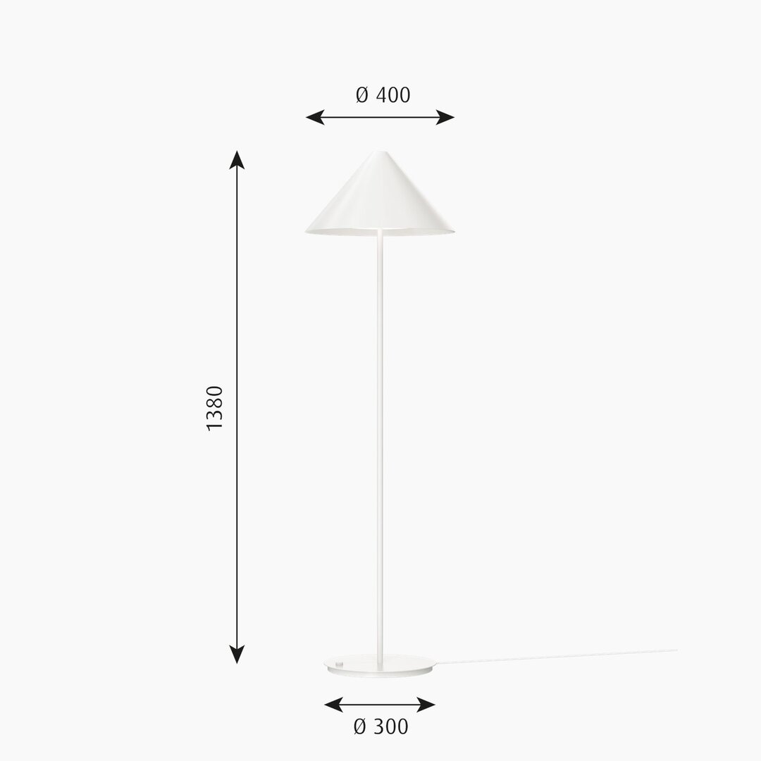 Louis Poulsen Keglen staande lamp/vloerlamp wit 2700K afmetingen