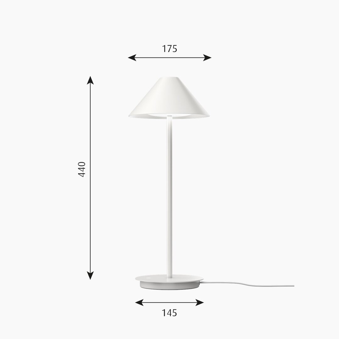 Louis Poulsen Keglen tafellamp/bureaulamp wit 2700K afmetingen
