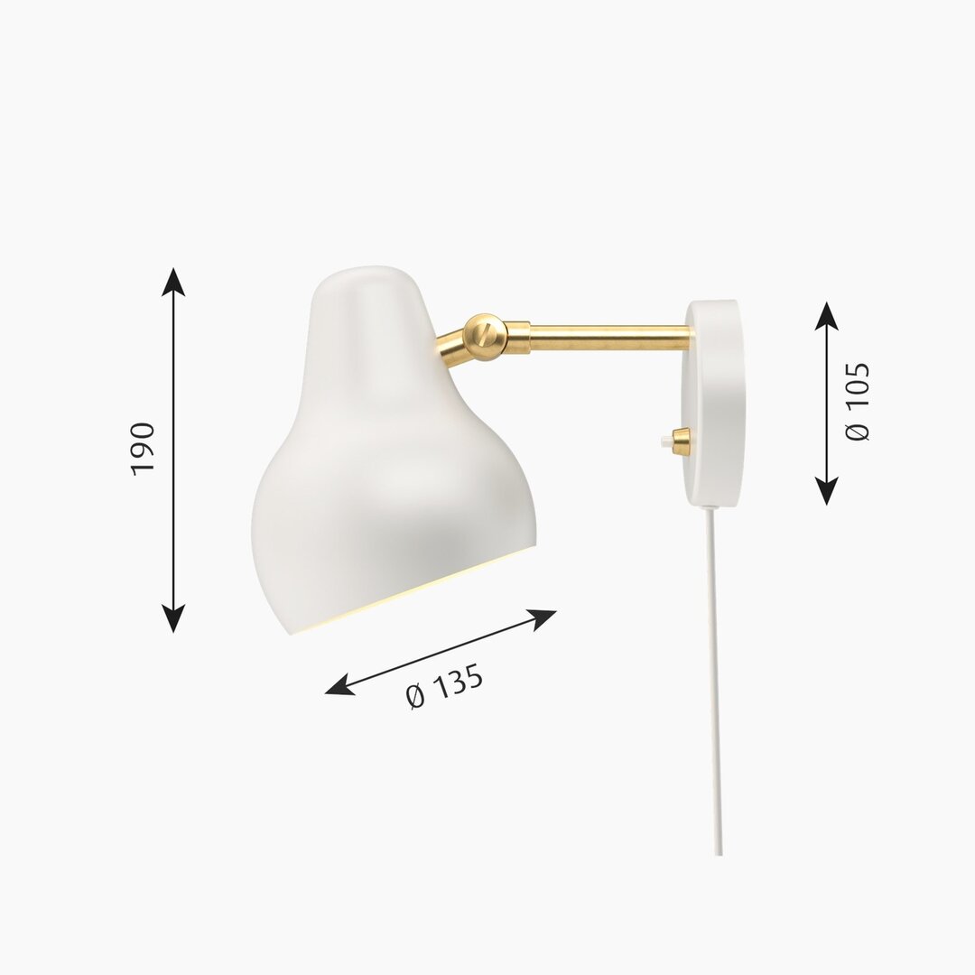 Louis Poulsen VL38 wit wandlamp/leeslamp/bedlamp afmetingen
