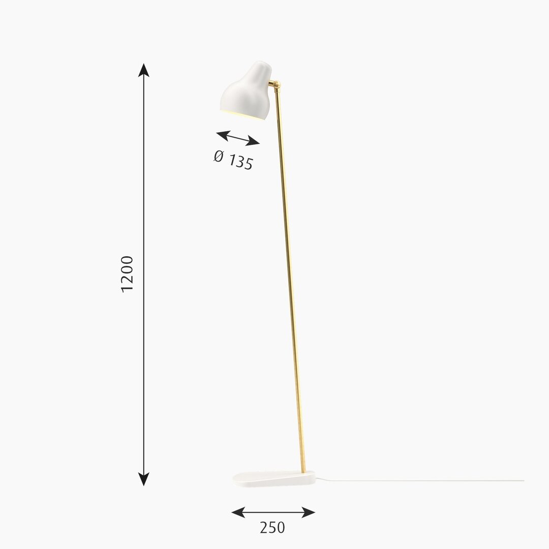 Louis Poulsen VL38 wit vloerlamp/staande lamp/leeslamp afmetingen