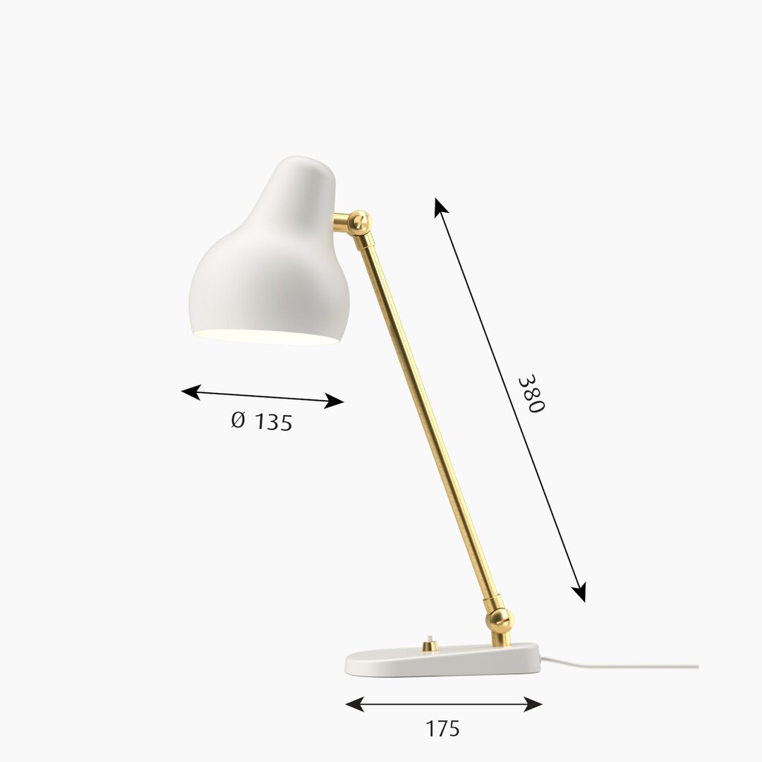 Louis Poulsen VL38 wit tafellamp/bureaulamp/leeslamp afmetingen