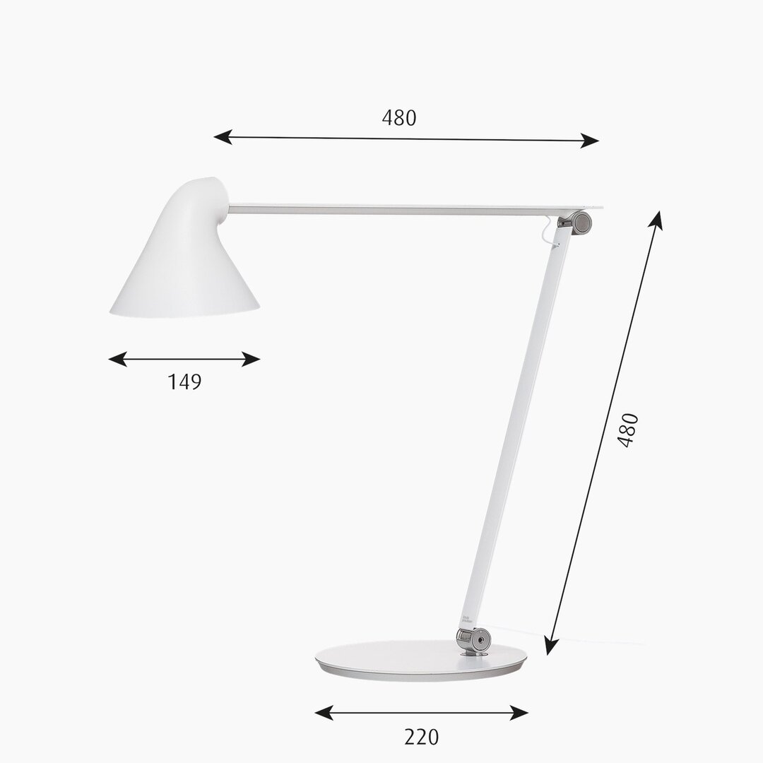 Louis Poulsen NJP tafellamp/bureaulamp wit 2700K afmetingen