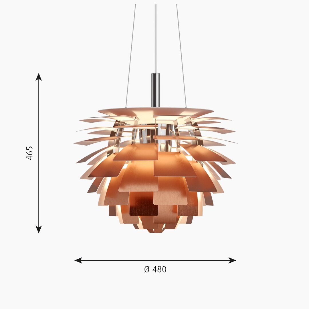 Louis Poulsen PH Artichoke hanglamp 480 koper afmetingen
