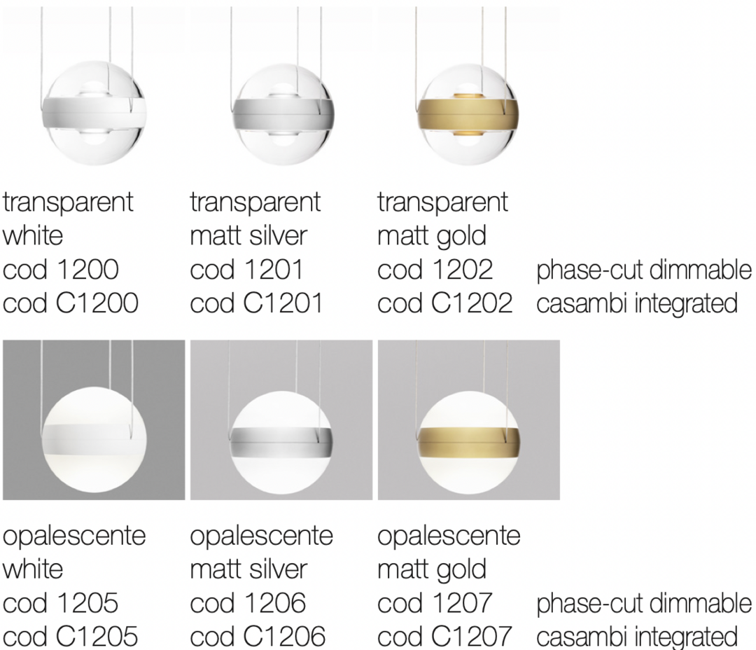 Cini &amp; Nils Sferico Sospeso wit transparant ledlamp hanglamp