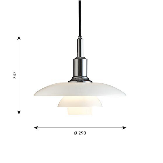 Louis Poulsen PH 3/2 hanglamp hoogglans verchroomd afmetingen