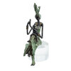 Bronzen beeld moeder met kind | 21 cm hoog | groen