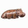 Stenen beeld nijlpaard liggend bruin 8 cm uit speksteen