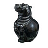 Stenen beeld nijlpaard uit opaalsteen. Zwart nijlpaard beeld voor binnen.