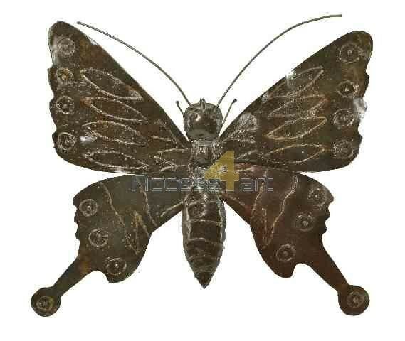 Metalen vogel, vlinder vogel. Tuinvogel uit Zimbabwe. Birds of Zimbabwe metalen vogels in tuin aan wand uit Afrika.
