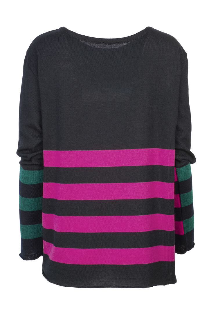 Karvinen Keskibox trui H33 zwart groen fuchsia