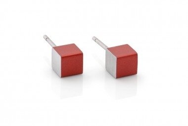 CLIC Rode Oorbellen O28R, aluminium design oorbellen rood
