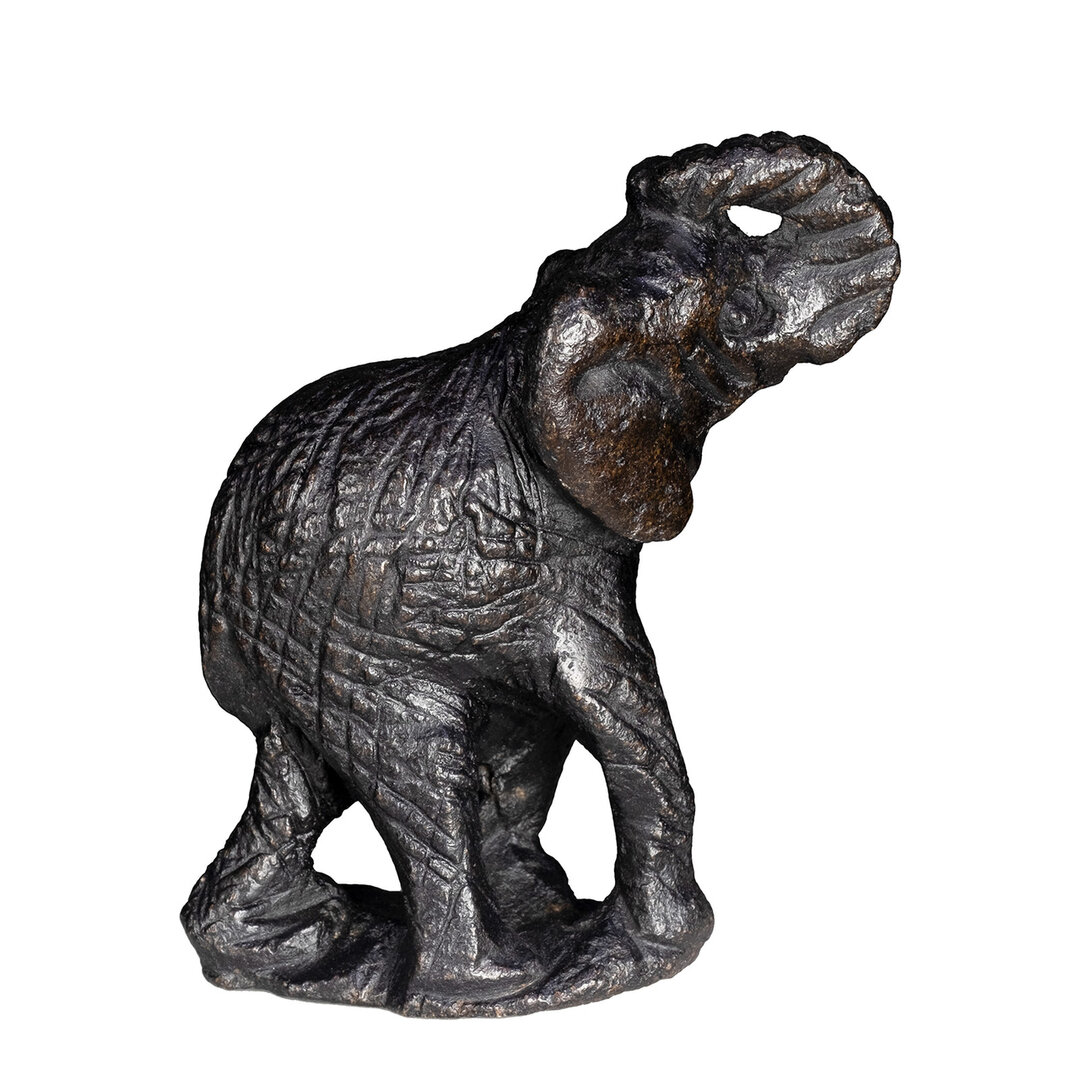 rand Punt motief Speksteen olifant beeld dier | 8 cm hoog | zwart - De Blaker exclusief