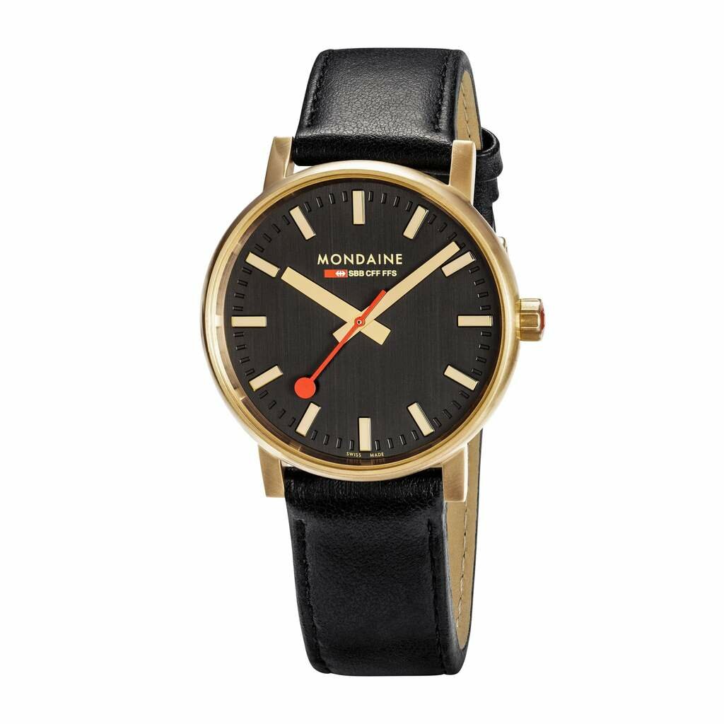 Mondaine Watch evo2 gold black 40 mm. De Blaker exclusief