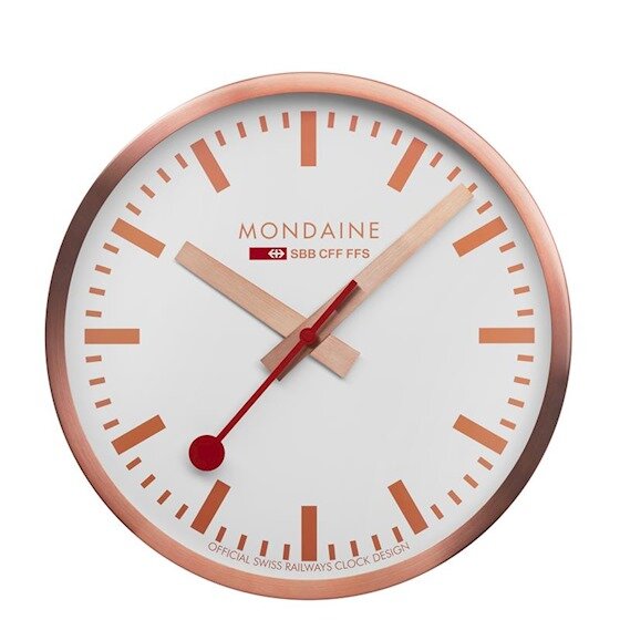 Mondaine Klok Railways wandklok ros&eacute;goud 25 cm