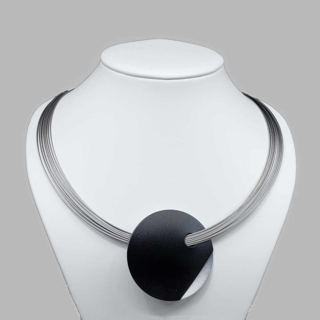 Step by Step ketting 600494, zilver en zwart aluminium en roestvrij staal 2 kanten draagbaar