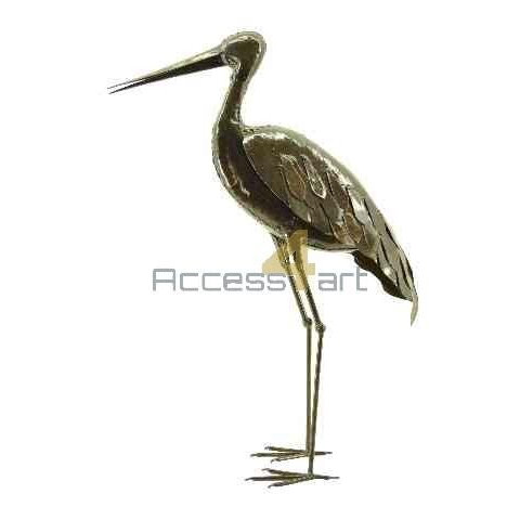 Metalen vogel, ooievaar staande vogel. Tuinvogel uit Zimbabwe. Birds of Zimbabwe metalen vogels in tuin uit Afrika.