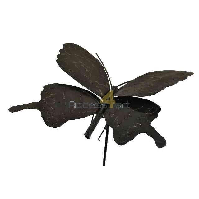 Metalen vlinder op stok groot, metalen vogel | Birdwoods