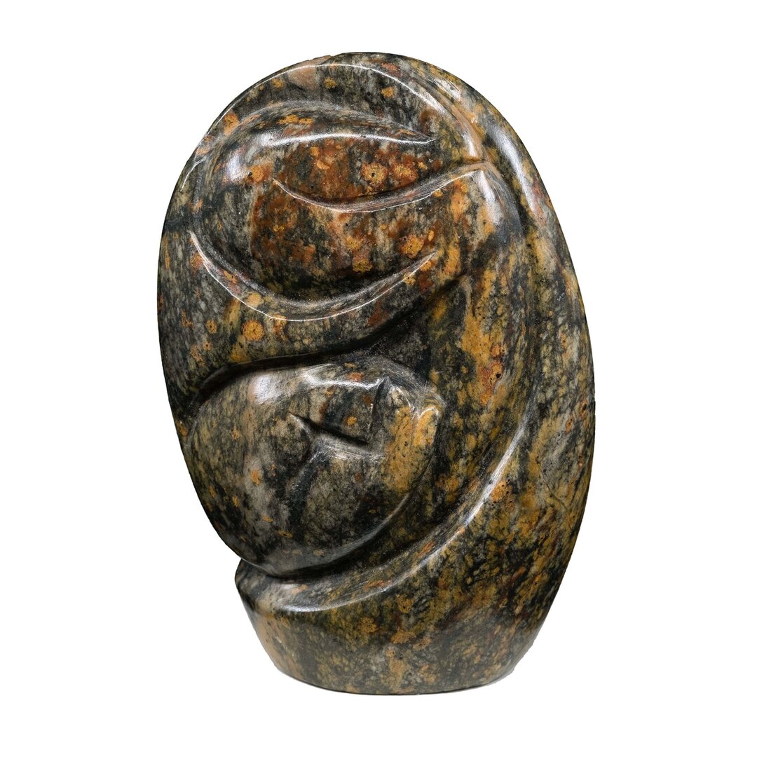 Stenen beeld embryo groen 11 cm uit speksteen