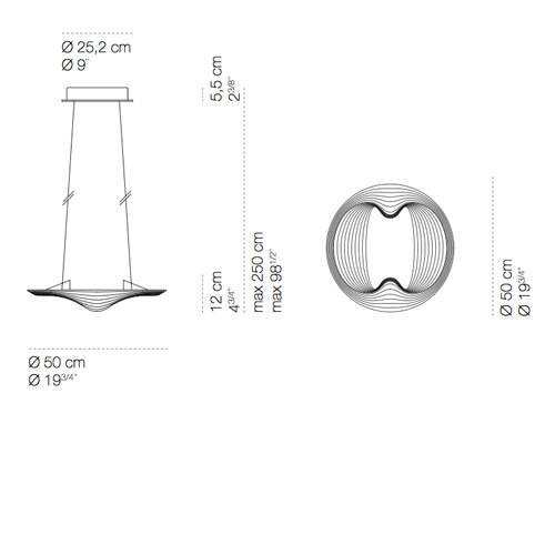Cini &amp; Nils Sestessa Cabrio wit hanglamp dimbaar afmetingen