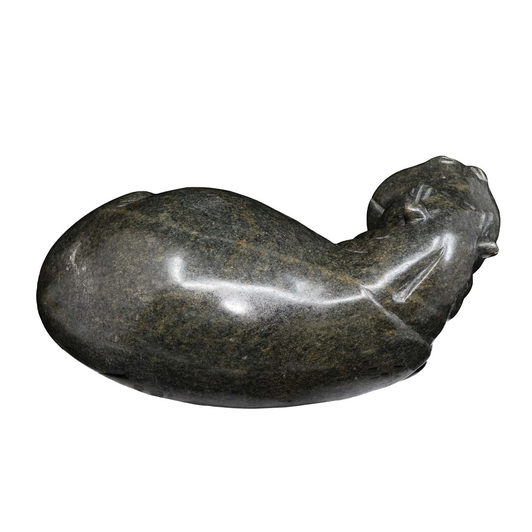 Stenen beeld nijlpaard uit speksteen. Groen nijlpaard beeld voor binnen.