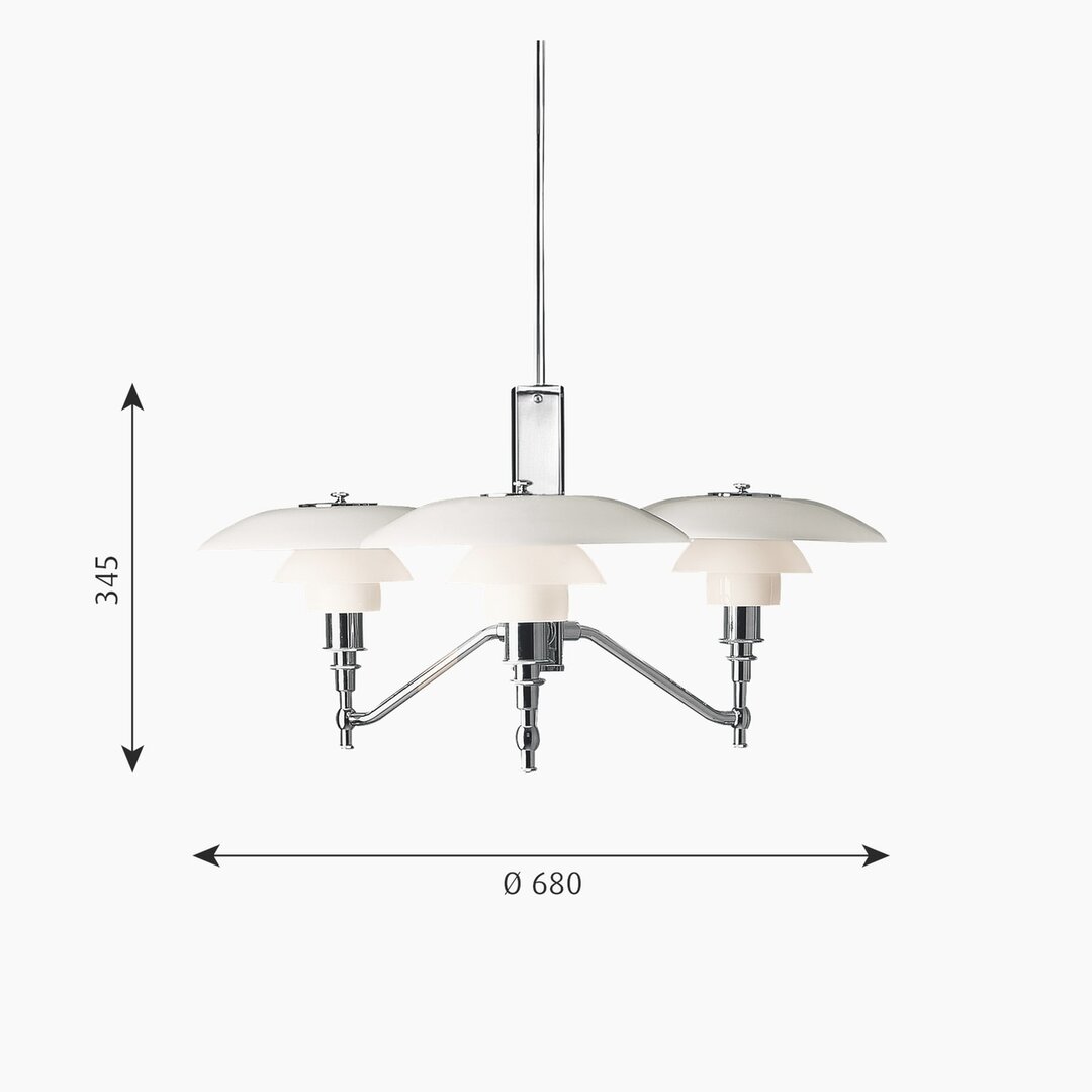 Louis Poulsen PH3/2 Academy hanglamp chroom afmetingen