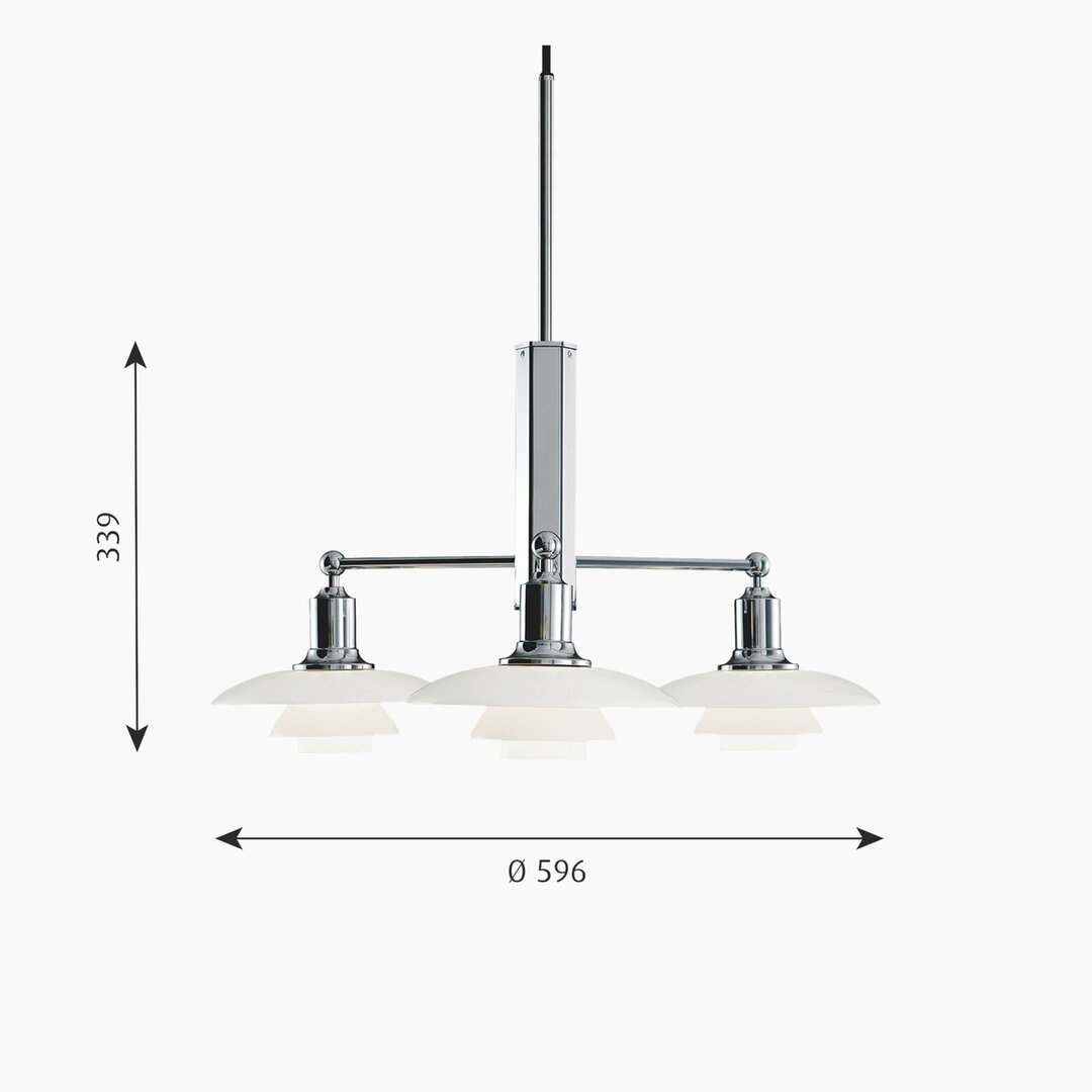 Louis Poulsen PH 2/1 Stem Fitting hanglamp chroom afmetingen