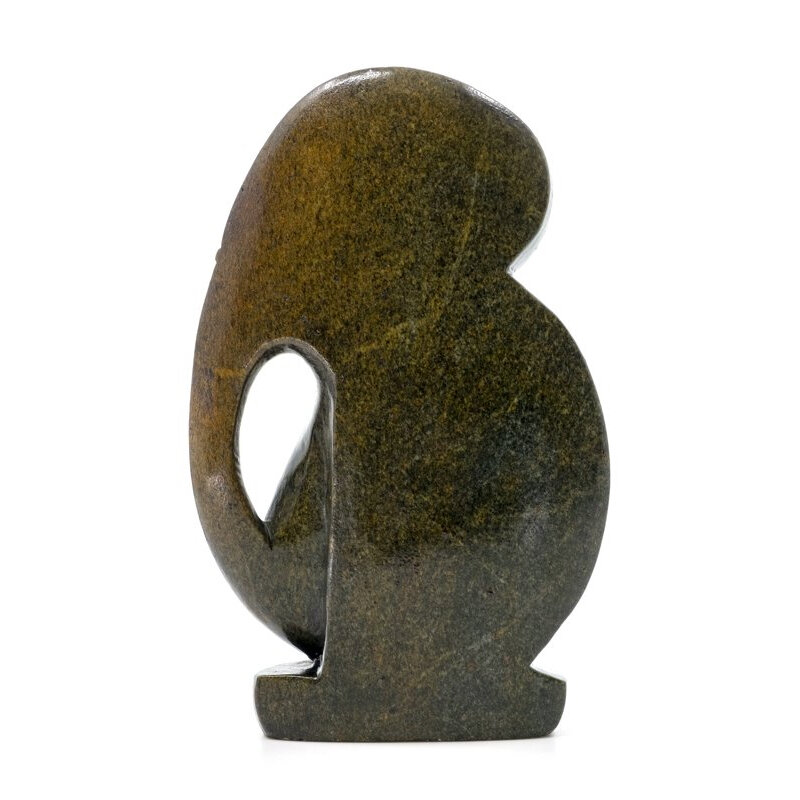 Stenen beeld olifant abstract 1 dier, 21 cm hoog, groen
