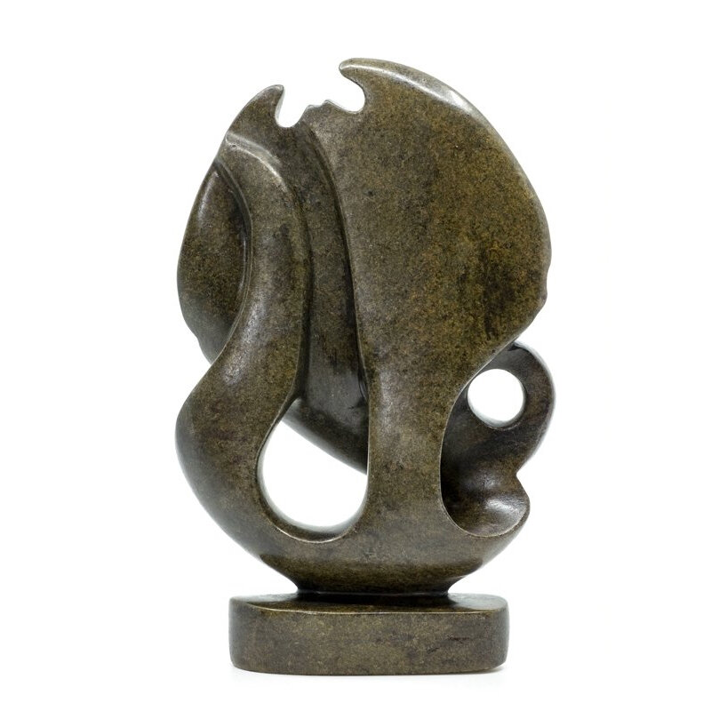 Stenen beeld olifant abstract 1 dier, 24 cm hoog, bruin