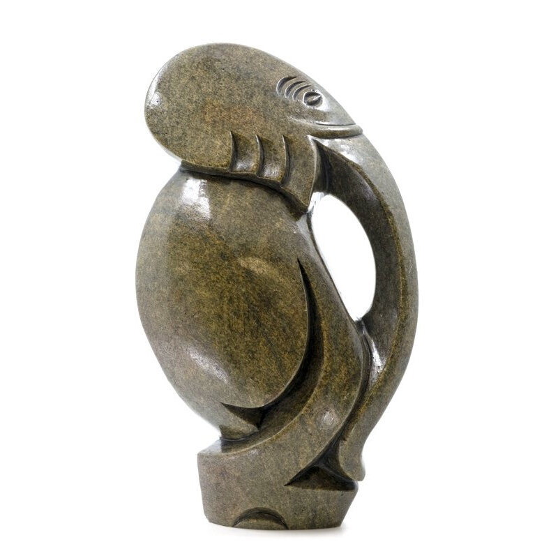 Stenen beeld olifant abstract 1 dier, 25 cm hoog, groen