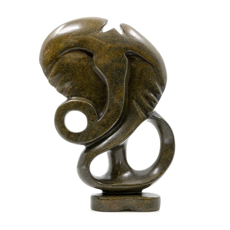 Stenen beeld olifant abstract 1 dier, 26 cm hoog, bruin