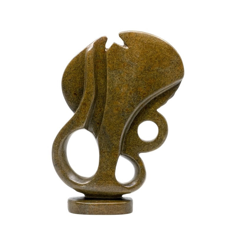 Stenen beeld olifant abstract 1 dier, 26 cm hoog, bruin
