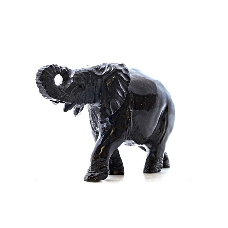 Stenen beeld olifant springstone 1 dier, 8 cm hoog, zwart