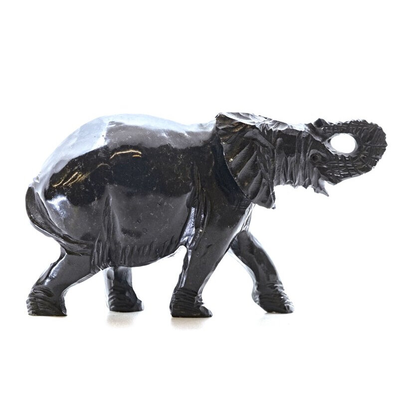 Stenen beeld olifant springstone 1 dier, 8 cm hoog, zwart