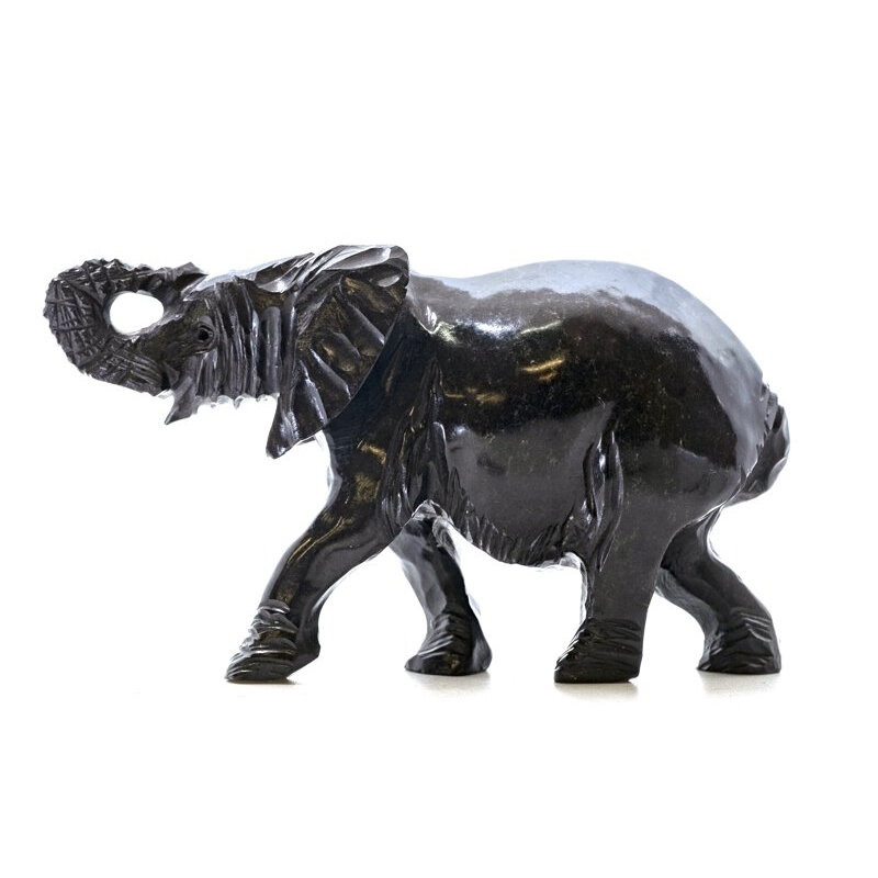 Stenen beeld olifant springstone 1 dier, 8 cm hoog, zwart