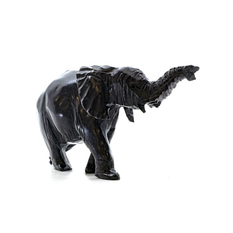 Stenen beeld olifant springstone 1 dier, 8 cm hoog, zwart