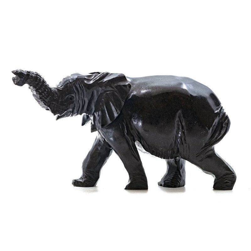 Stenen beeld olifant springstone 1 dier, 8 cm hoog, zwart
