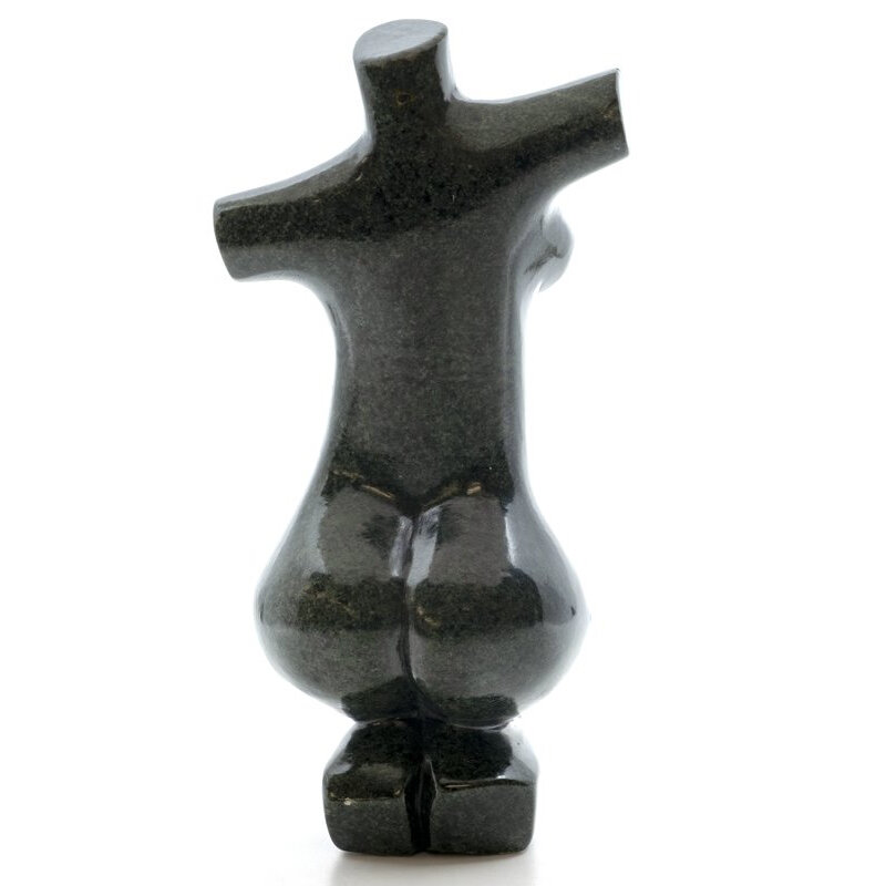 Stenen beeld torso knielend 1 persoon, 24 cm hoog, groen