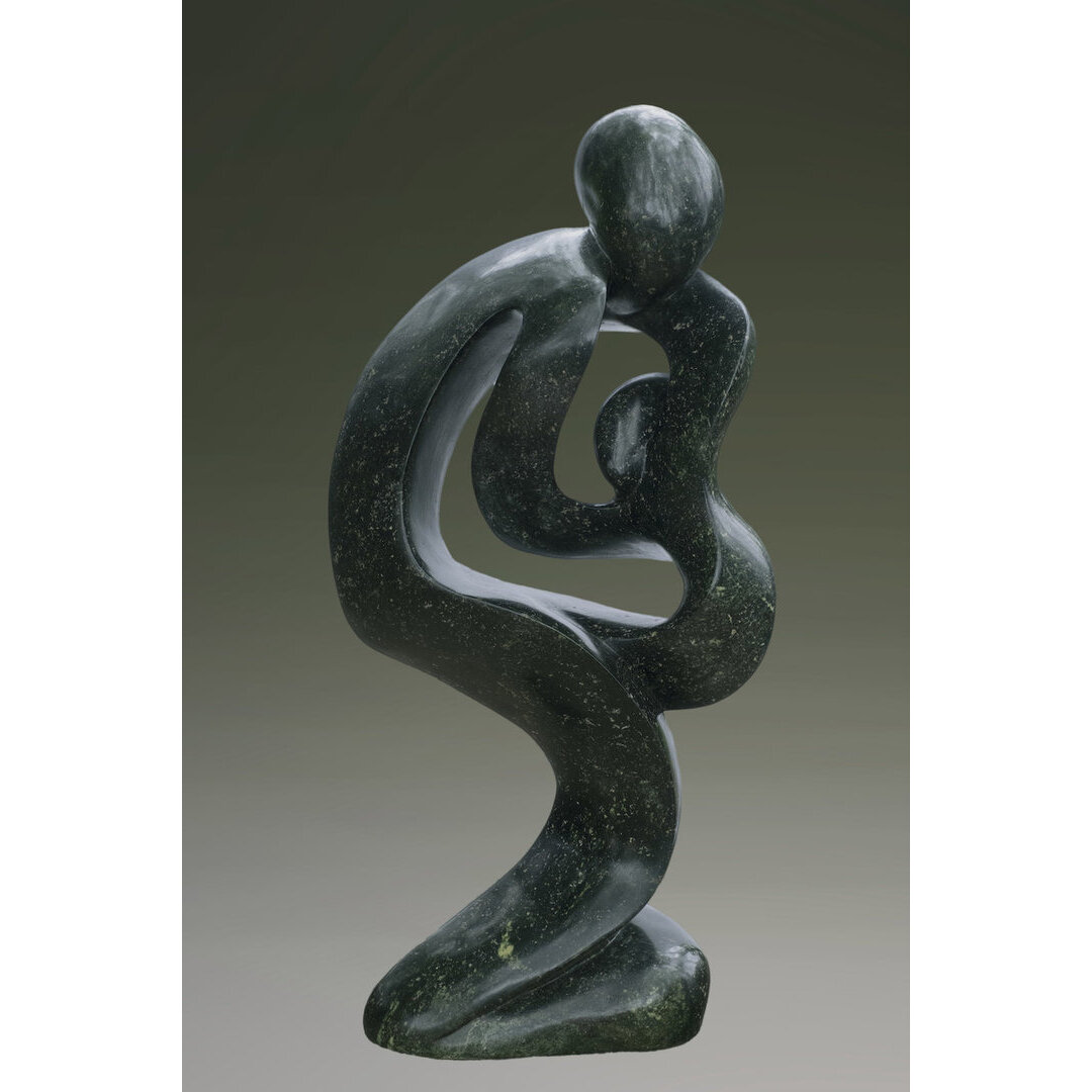 Stenen tuinbeeld uniek, Mother and child, moeder en kind abstract