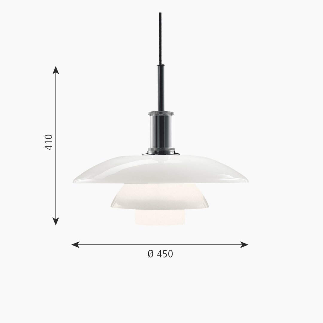 Louis Poulsen PH 4,5/4 hanglamp hoogglans chroom afmetingen