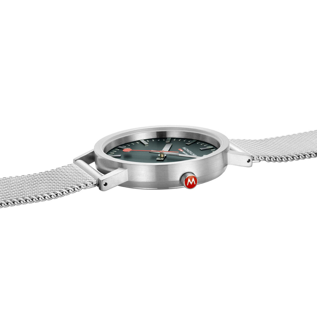 Mondaine Watch Classic 36 mm Matt green milanese De Blaker exclusief