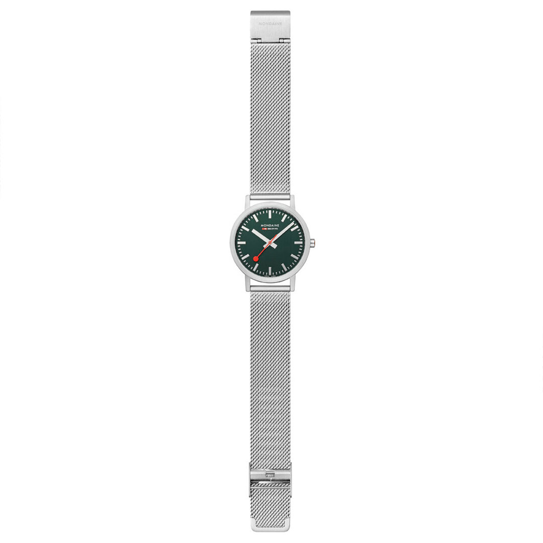 Mondaine Horloge Classic 36 mm mat-groen milanees