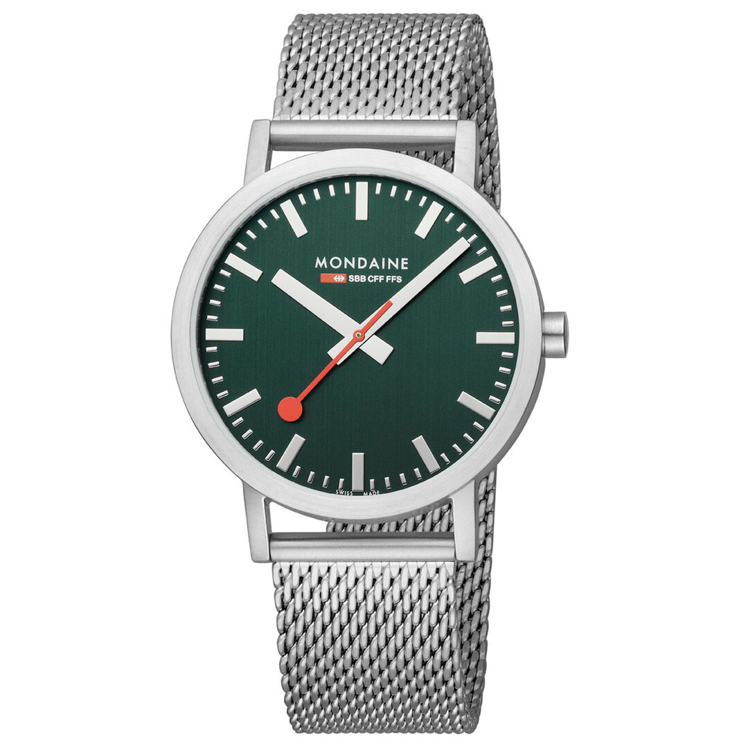 Mondaine Horloge Classic 40 mm mat groen milanees De Blaker exclusief