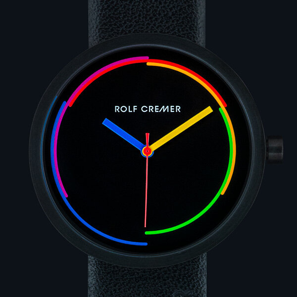 Rolf Cremer Horloge Plano 507302, design horloge regenboog