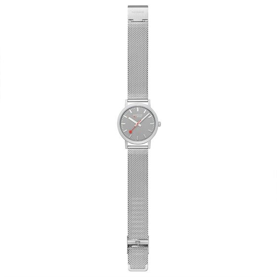 Mondaine Horloge Classic 36 mm mat-grijs milanees