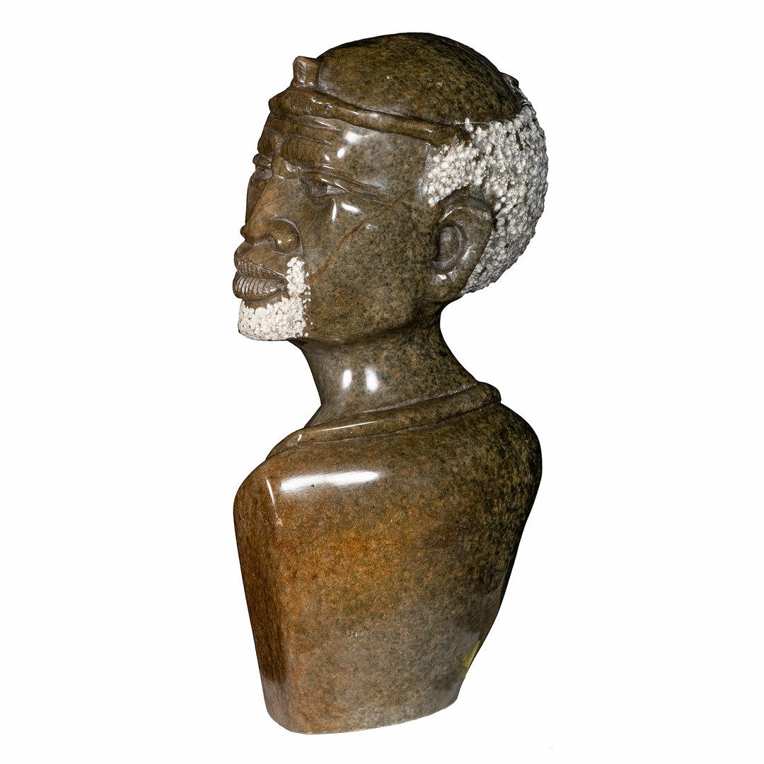 Beeld hoofd steen wijze man. Stenen kunst uit Afrika