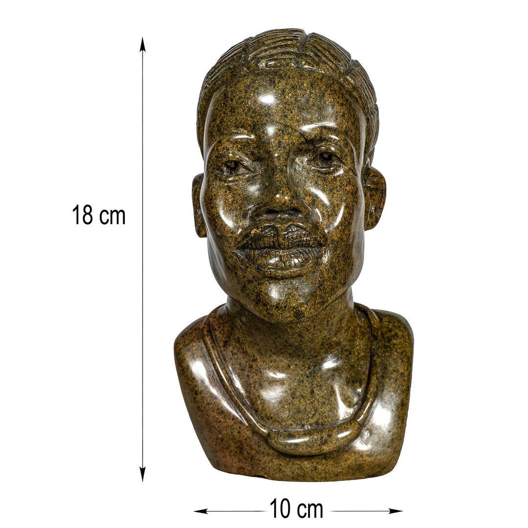 Beeld hoofd steen wijze vrouw. Stenen kunst uit Afrika afmetingen