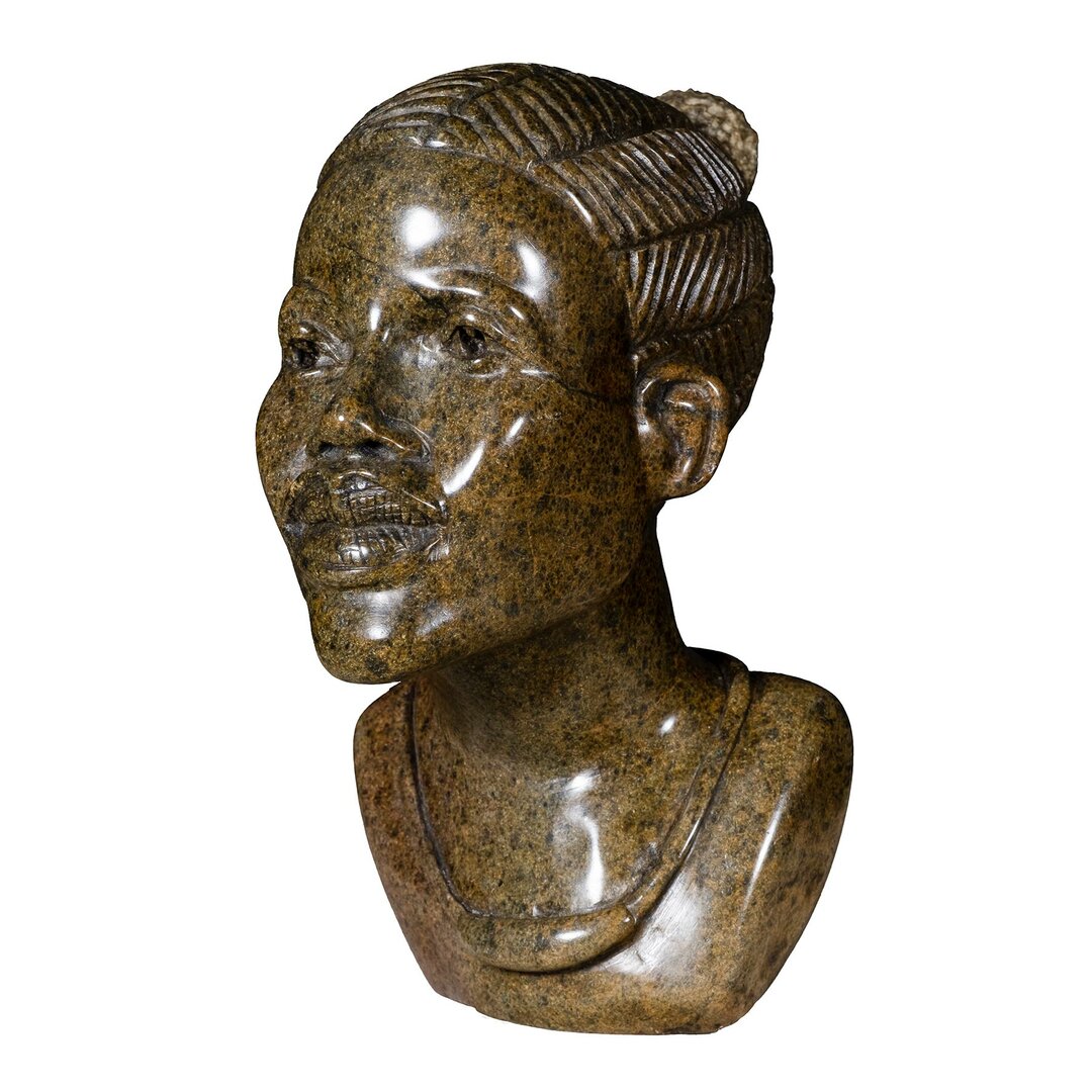 Beeld hoofd steen wijze vrouw. Stenen kunst uit Afrika