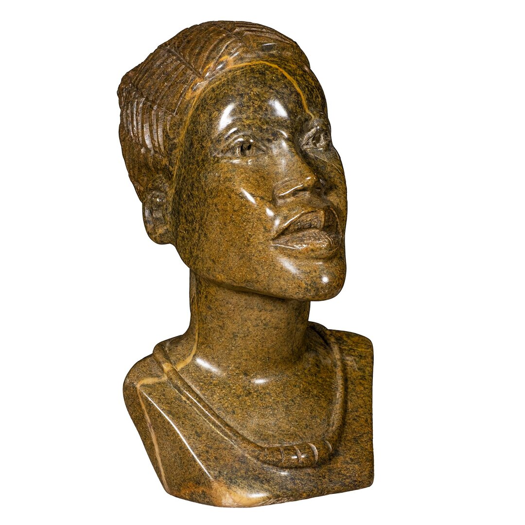 Beeld hoofd steen wijze vrouw. Stenen kunst uit Afrika